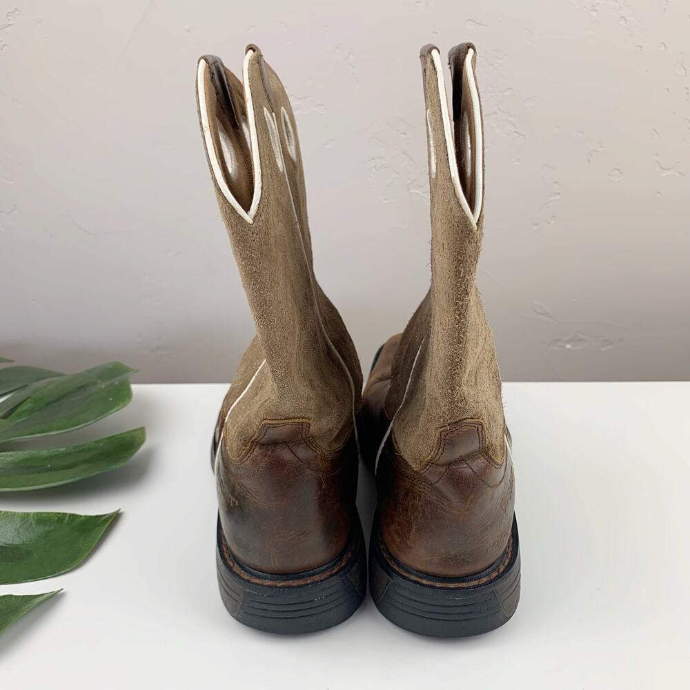 Ariat Workhog Boots Square Toe Brown Leather Suede Western Work Youth Kids 4.5 - Picture 11 of 14